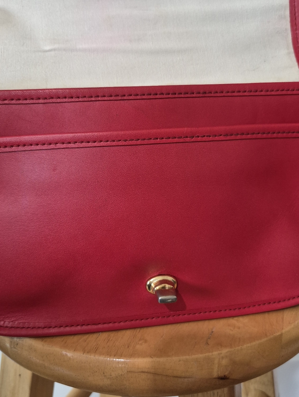 TANNERY WEST vintage Red Leather Turnlock Satchel - Picture 11 of 16